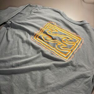 Billabong Surf Long Sleeve T-Shirt Blue Wave Graphic Tee‎ Top Men's Size Large